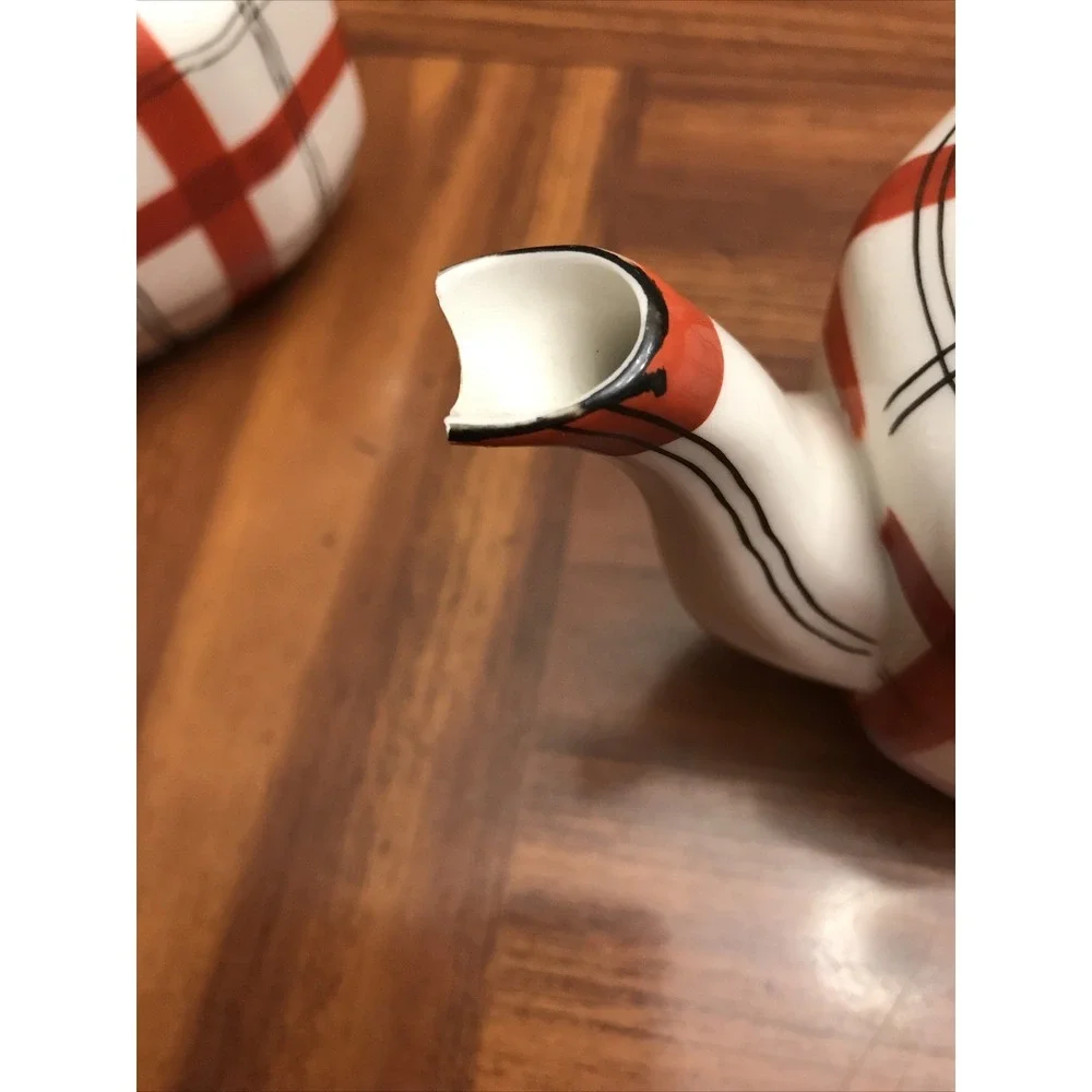 vintage japanese Russet‎ plaid teapot coffee pot